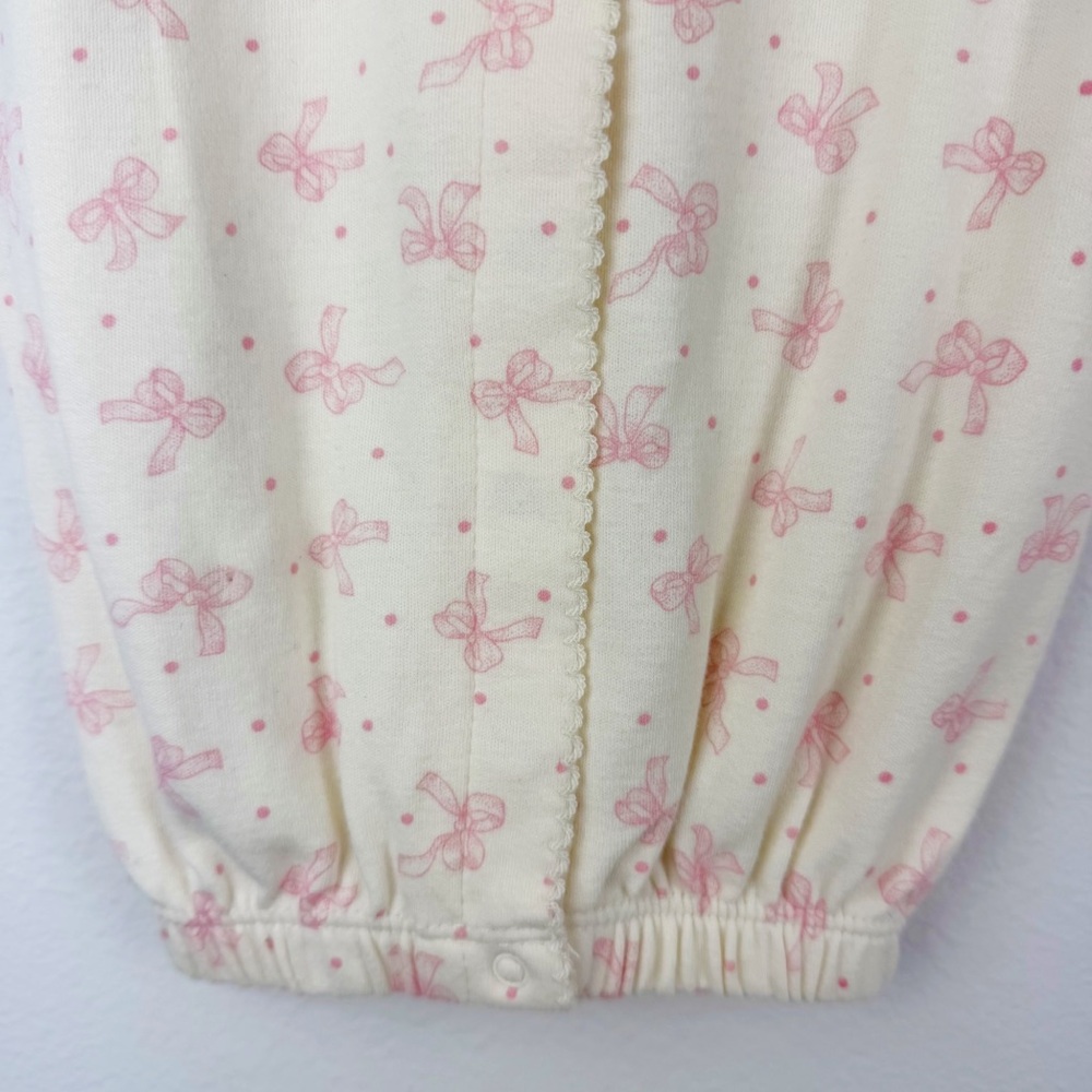 Baby Gap Convertible Infant Gown Pink Bows Print Cotton Size 0-3 Months - Picture 4 of 12